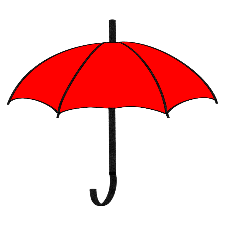  A drawing of a bright red umbrella.